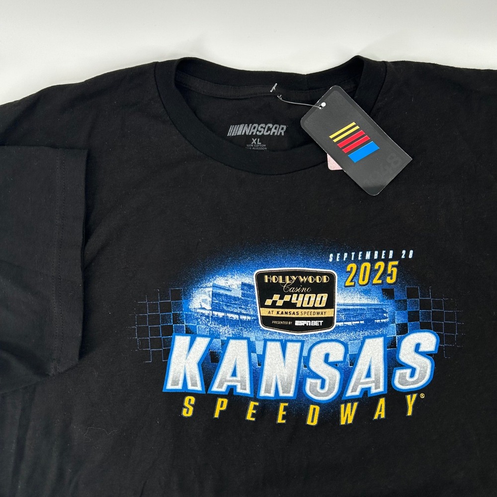 NASCAR T-Shirt Mens XL Black Kansas Speedway Hollywood Casino 400 NWT Racing
